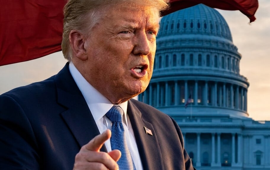 Editorial illustration: Trump Fires Back at Supreme Court, Says China Is the Real Winner in Birthright C