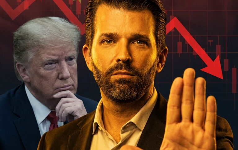 Editorial illustration: Trump Jr. Breaks With Father’s China Policy, Warns Investors to Stay Away