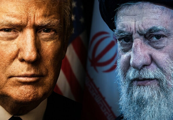 Editorial illustration: Trump Says He’d Be ‘Honored’ to Meet Iran’s Supreme Lead