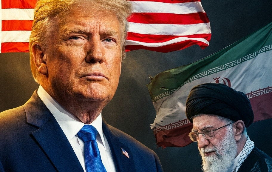 Editorial illustration: Trump Signals End to Iran Airstrikes: ‘It Will Stop Shortly’