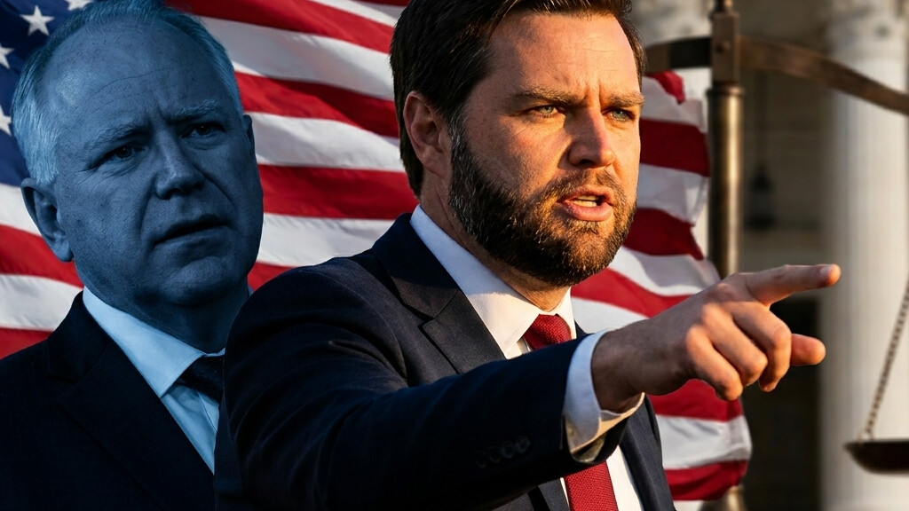 Editorial illustration: Vance Refers Walz Fraud Evidence to DOJ for Criminal Investigation
