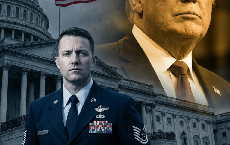 Editorial illustration: Active-Duty Air Force Major Arrested After Protesting in Uniform on Capitol Step