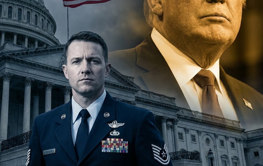 Editorial illustration: Active-Duty Air Force Major Arrested After Protesting in Uniform on Capitol Step