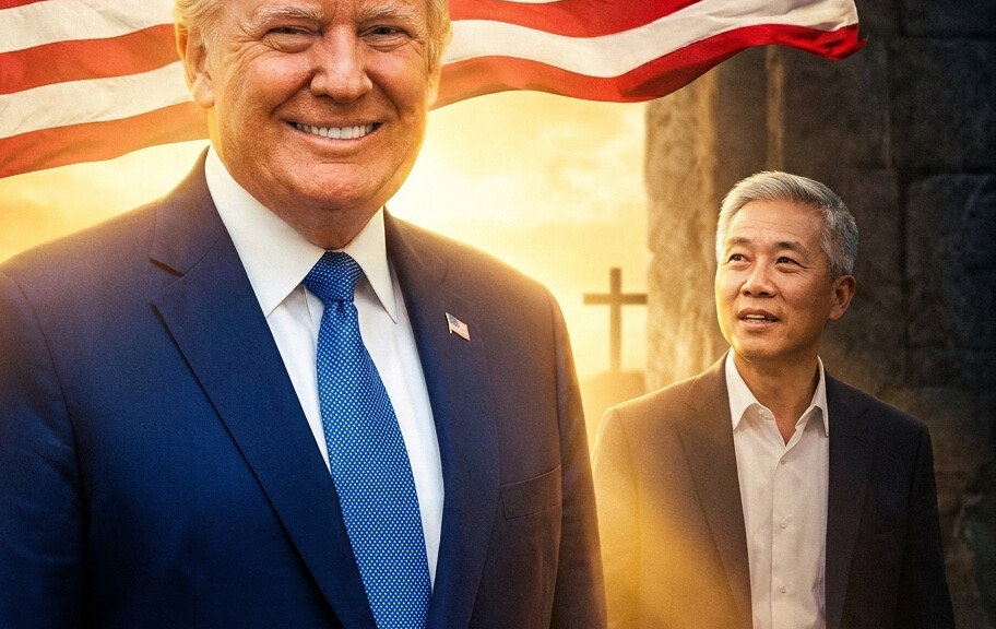 Editorial illustration: China Frees American Pastor After Trump Personally Demands Release