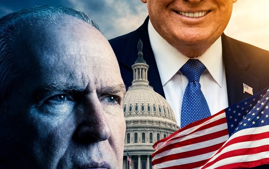 Editorial illustration: Ex-CIA Director John Brennan Sues Trump Administration Over Criminal Investigati