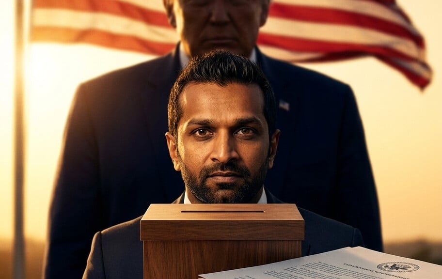 Editorial illustration: Kash Patel Surging FBI Resources Into Revival of Trump’s Georgia Election