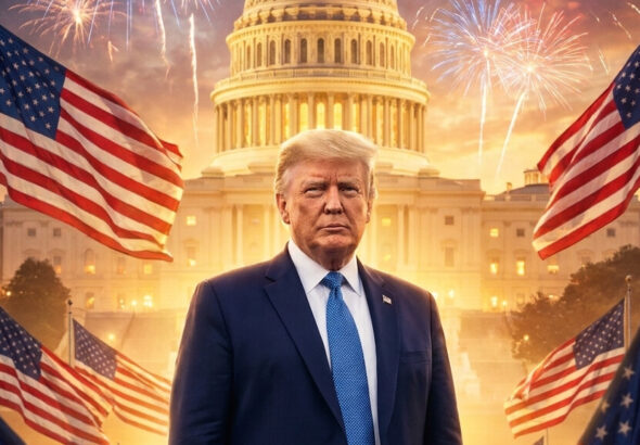 Editorial illustration: Media Pundits Cry That Trump ‘Ruined’ Fourth of July — Because They