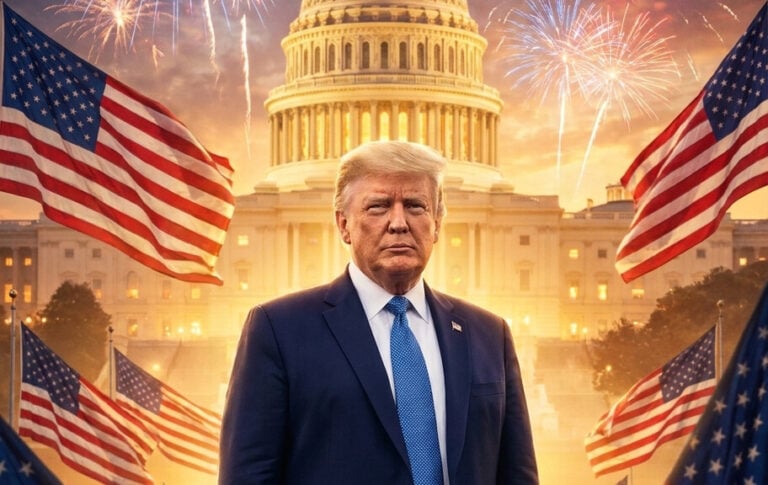 Editorial illustration: Media Pundits Cry That Trump ‘Ruined’ Fourth of July — Because They