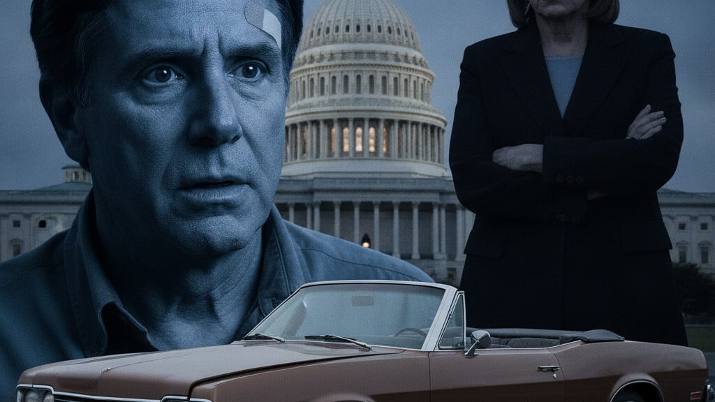 Editorial illustration: Paul Pelosi Charged in Hit-and-Run Crash — Second Incident in Three Years