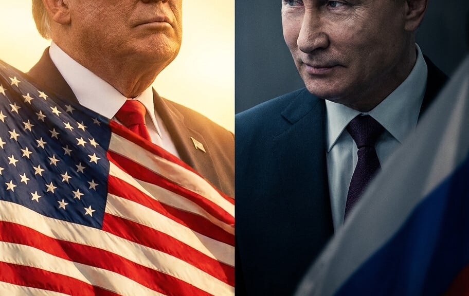 Editorial illustration: Putin Congratulates Trump on 250th Anniversary in 85-Minute Call