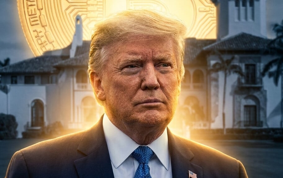 Editorial illustration: Trump’s Crypto Empire: How Digital Assets Eclipsed Decades of Real Estate