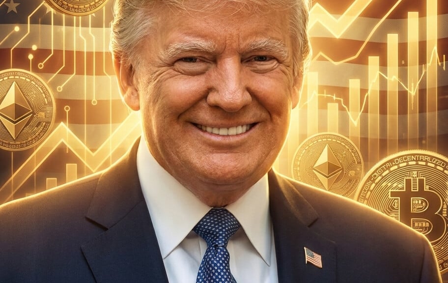Editorial illustration: Trump’s Financial Disclosure Reveals Over $1.4 Billion in Crypto Income