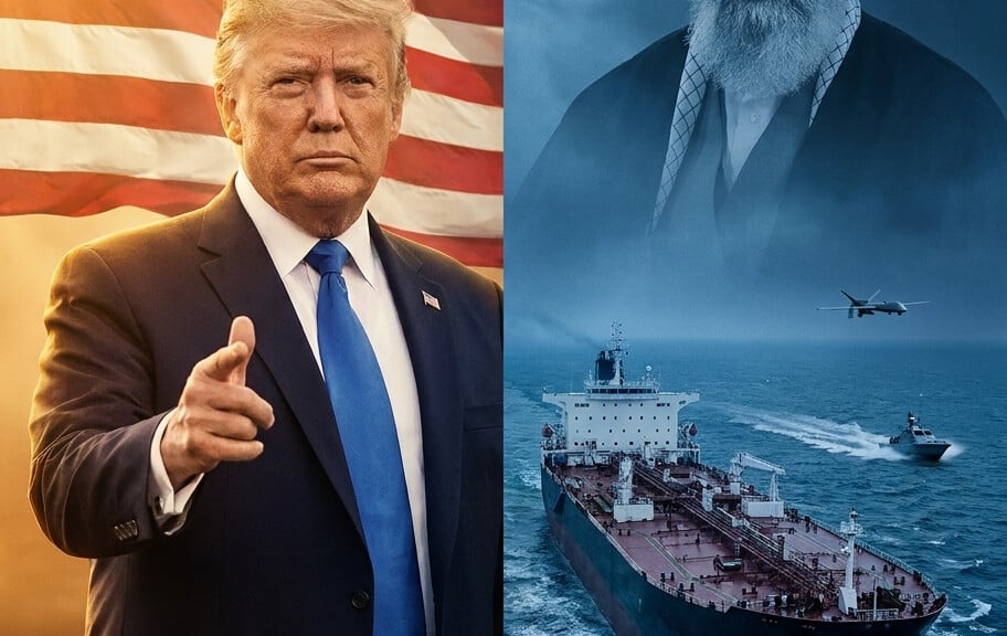 Editorial illustration: Trump Accuses Iran of ‘Foolish Violation’ After Strait of Hormuz Att