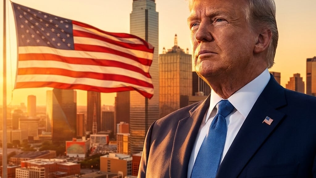 Editorial illustration: Trump Announces Historic First-Ever GOP Midterm Convention in Dallas
