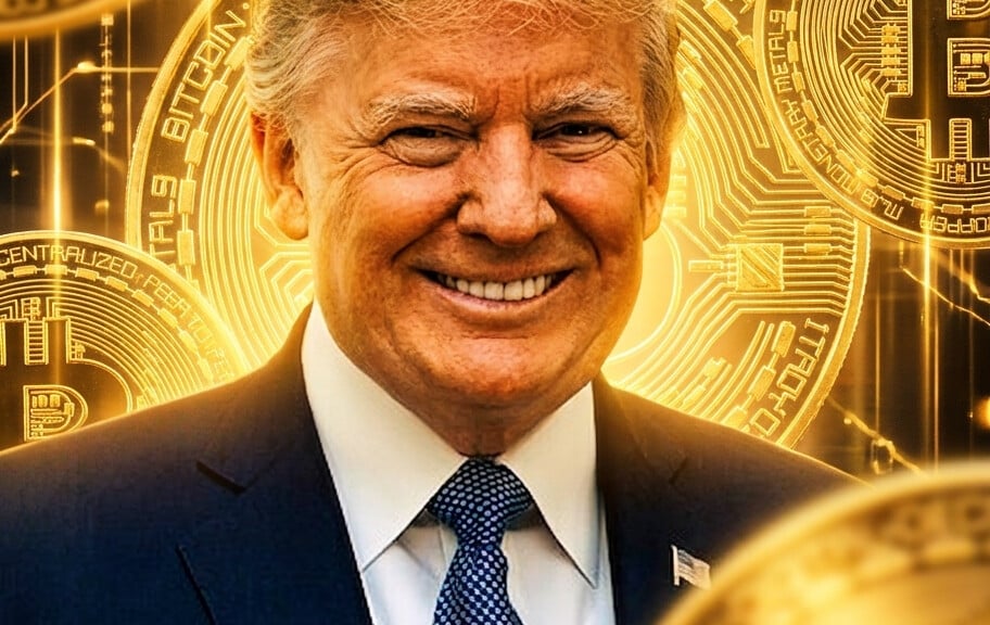 Editorial illustration: Trump Defends .2 Billion Crypto Windfall, Says He ‘Didn’t Know’