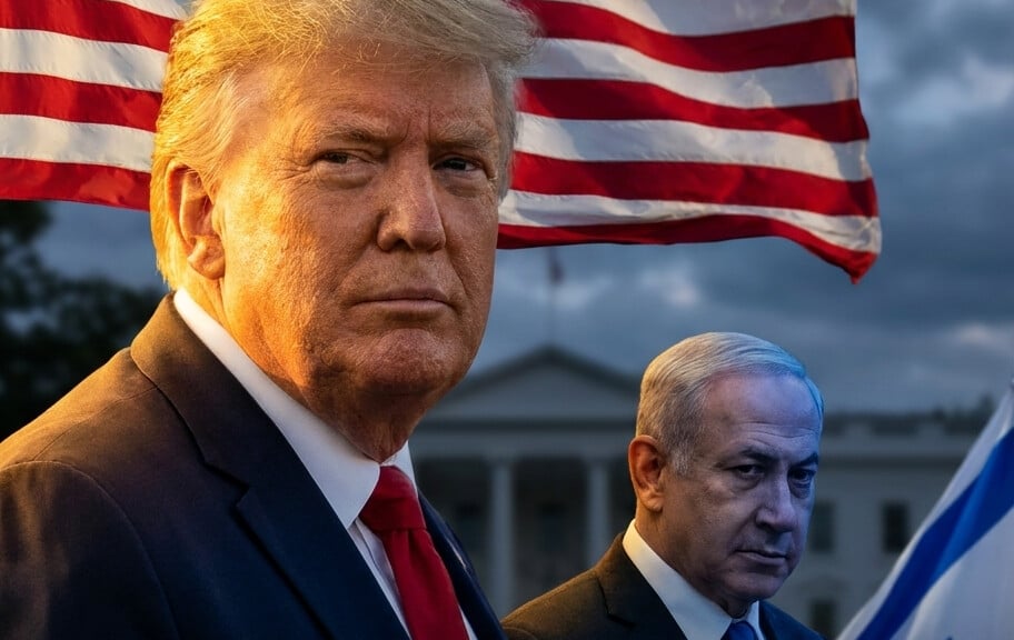 Editorial illustration: Trump Reminds Netanyahu ‘Who the Boss Is’ Ahead of High-Stakes White