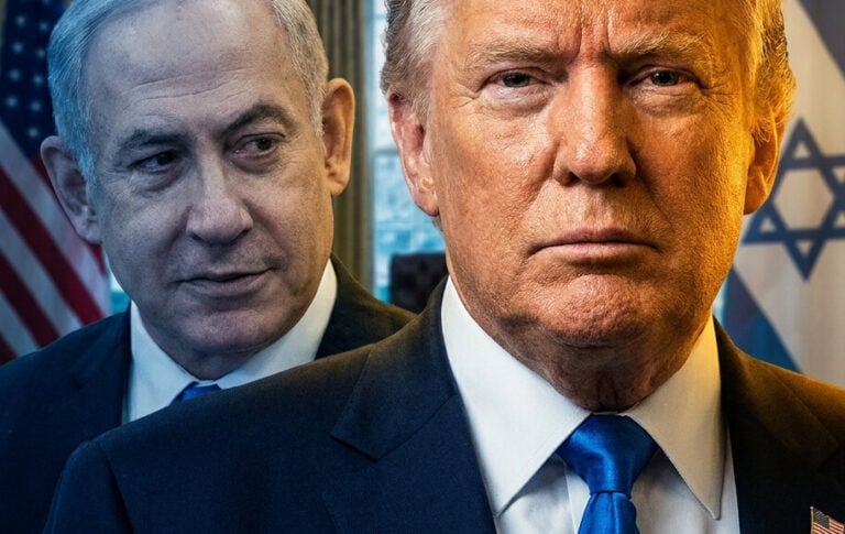 Editorial illustration: Trump Reminds Netanyahu Who’s Boss Ahead of High-Stakes White House Meetin