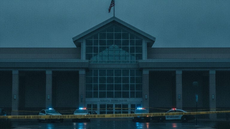 Editorial illustration: Two Dead, One Injured in Fairlane Mall Shooting in Dearborn, Michigan