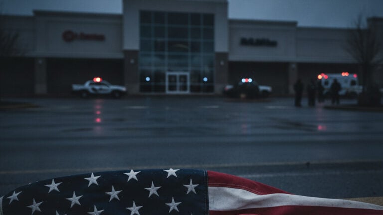 Editorial illustration: Two Dead, One Injured in Michigan Mall Shooting Just Hours Before Fourth of July
