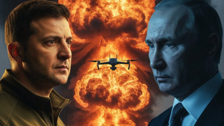 Editorial illustration: Ukrainian Drones Strike St. Petersburg Oil Terminal on July 4, Bringing War to R