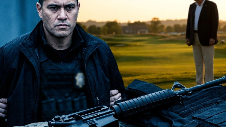 Editorial illustration: Armed Man Arrested at Trump Golf Course with Weapons Cache Ahead of Presidential