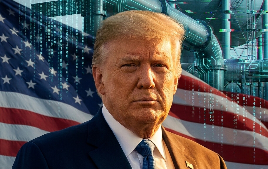 Editorial illustration: Trump Blames Walz for Minnesota Water Cyberattack, Dismissing Iran Link